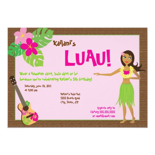 Hula Party Invitations Girl 6