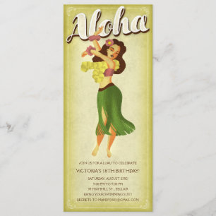 Hula Girl Luau Party Invitations