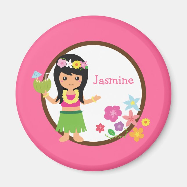 Hula Girl Luau Themed Party Favors Magnet (Front)
