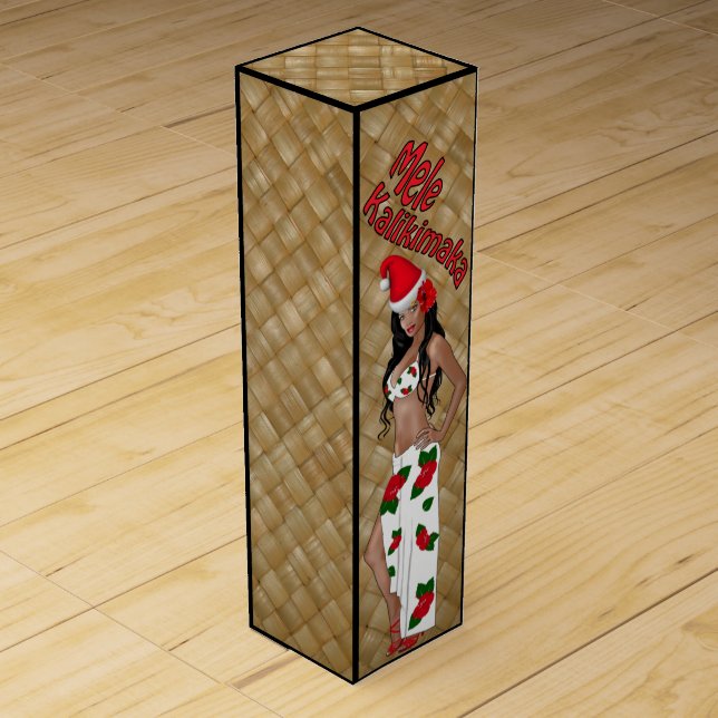 Hula Girl Mele Kalikimaka Christmas Wine Gift Box (Front)