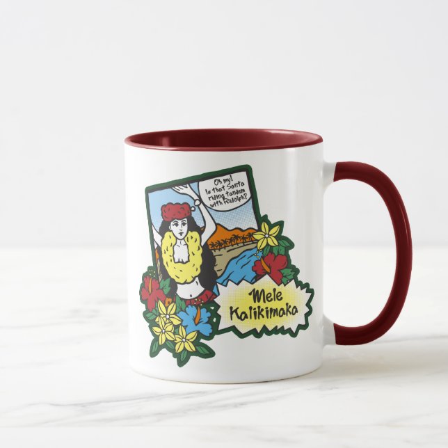 Hula Girl Mele Kalikimaka Hawaiian Xmas Cartoon Mug (Right)