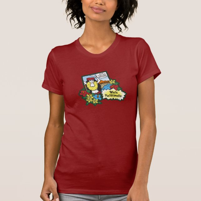 Hula Girl Mele Kalikimaka Hawaiian Xmas Cartoon T-Shirt (Front)