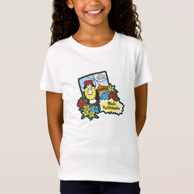 Hula Girl Mele Kalikimaka Hawaiian Xmas Cartoon T-Shirt (Front)