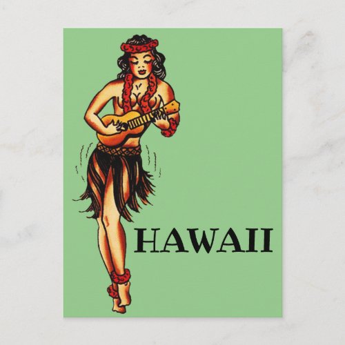 Hula Girl _ Vintage Hawaii travel Postcard