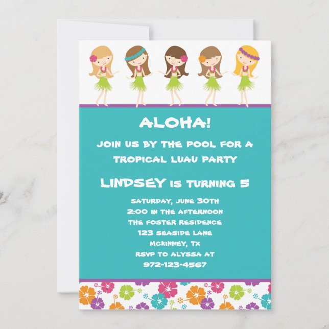 Hula Girls Invitation (Front)