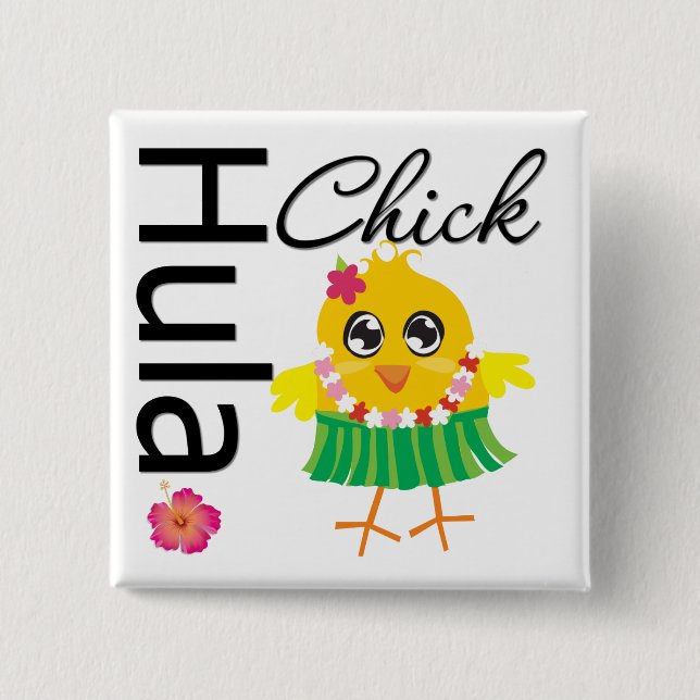Hula Hawaii Chick Pinback Button (Front)