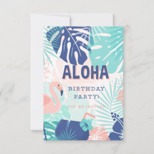 Hula Hawaiian Luau Theme Birthday Invitation
