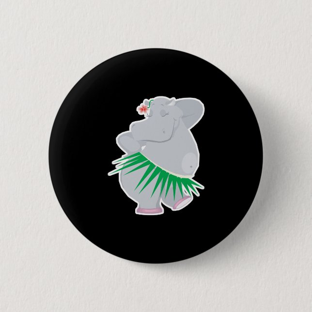 hula hippo pinback button (Front)