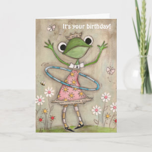 Hula Hoop Frog - Birthday Card