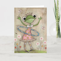 Hula Hoop Frog (version 2) - Birthday Card