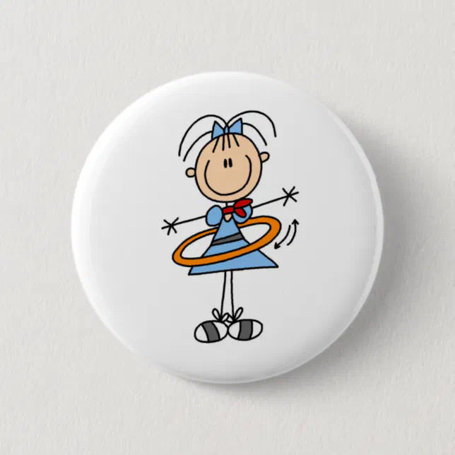 Hula Hoop Girl Button | Zazzle