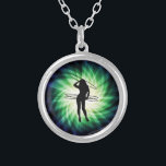 Hula Hoop Girl; Cool Silver Plated Necklace<br><div class="desc">You will love this futuristic glowing neon green & blue Hula Hoop Girl; Cool design. Great for personalized gifts! Available on tee shirts, smart phone cases, mousepads, keychains, posters, cards, electronic covers, computer laptop / notebook sleeves, caps, mugs, and more! Visit our site for a custom gift case for Samsung...</div>