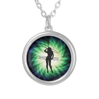 Hula Hoop Girl; Cool Silver Plated Necklace
