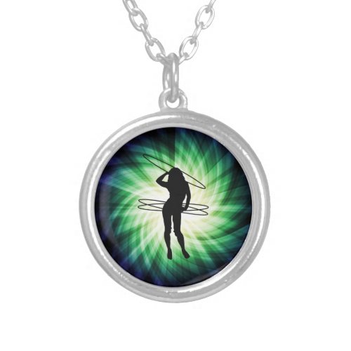 Hula Hoop Girl Cool Silver Plated Necklace