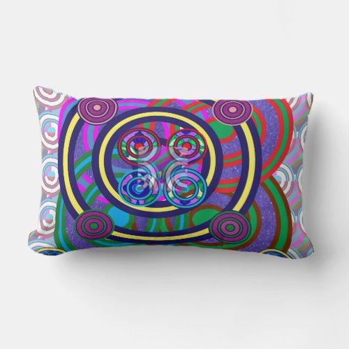 Hula Hoop Girls Game Round Circle Design Lumbar Pillow