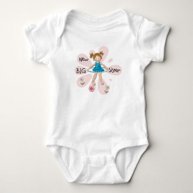 Hula Hoop New Big Sister Baby Bodysuit (Front)