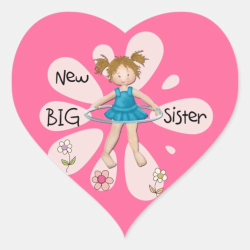 Hula Hoop New Big Sister Heart Sticker