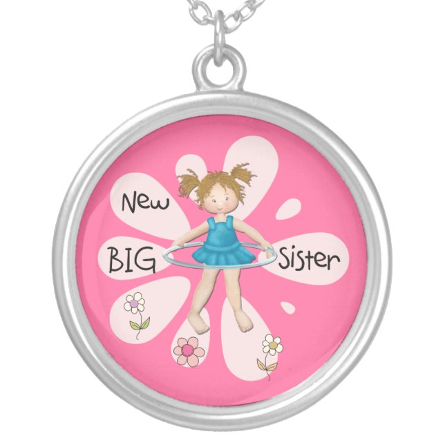 Hula Hoop New Big Sister Silver Plated Necklace (Front)