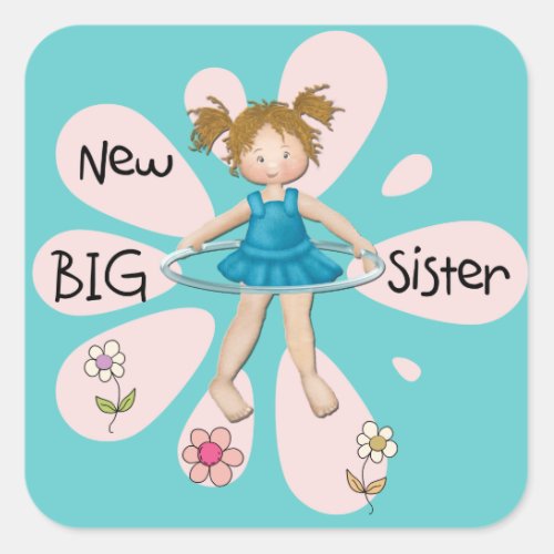 Hula Hoop New Big Sister Square Sticker