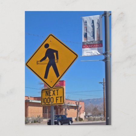 Hula Hoop Pedestrian Sign, Albuquerque New Mexico Postcard