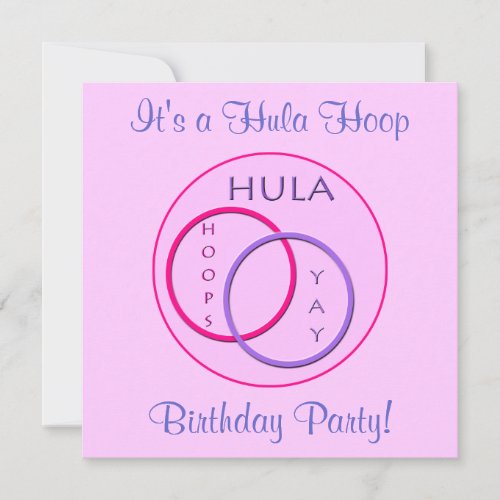 Hula Hoop Pink Purple Kids Birthday Party Invitation