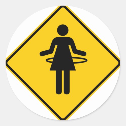 Hula Hoop Zone Highway Sign Classic Round Sticker