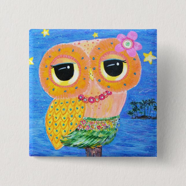 Hula Hoot Button (Front)