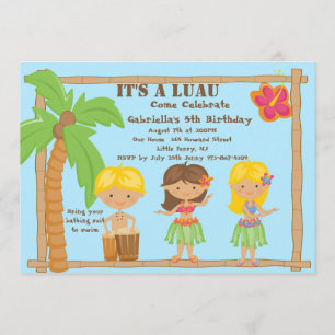 Hula Kids Luau Birthday Invitation