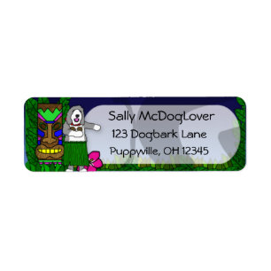 Hula Luau Old English Sheepdog Label