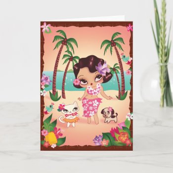 Hula Lulu's Magical Sunset Card by FluffShop at Zazzle