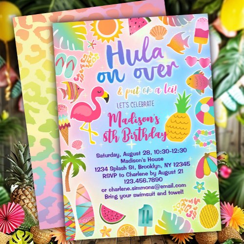 Hula on Over Luau Birthday Invitation