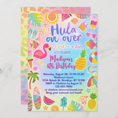 Hula on Over Luau Birthday Invitation