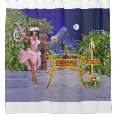 Hula on over to Our Luau Shower Curtain