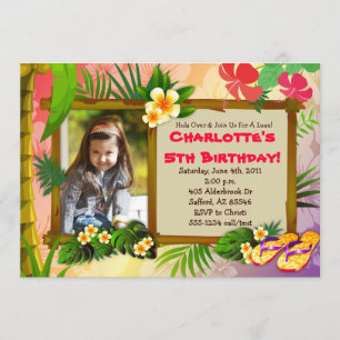 Hula Over! Hawaiian Tropical Photo Invitations