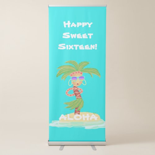 Hula Palm sweet 16 birthday standing banner