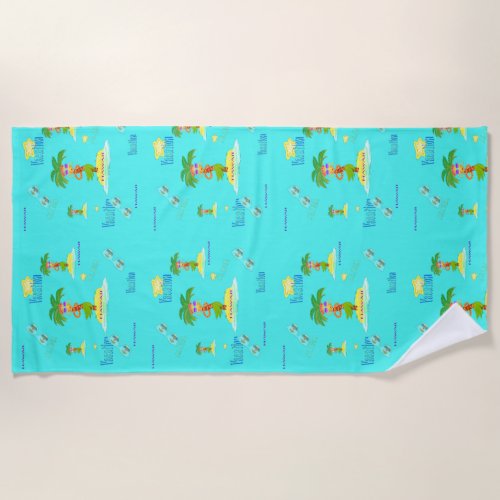 Hula Palm Vacation Beach Towel