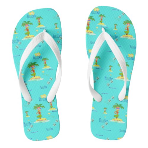 Hula Palm vacation pattern flip_flops Flip Flops