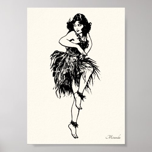 Hula Pin_Up Art Print Suitable for Framing Miranda