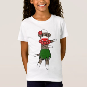Hula Sock Monkey - Girls Baby Doll (Fitted) T-Shirt