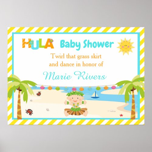 Hula Tropical Boy Baby Shower Display Poster