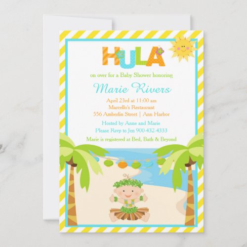 Hula Tropical Boy Baby Shower Invitation