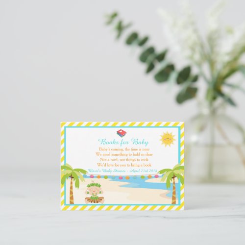 Hula Tropical Boy Book Request for Baby Shower Enclosure Card