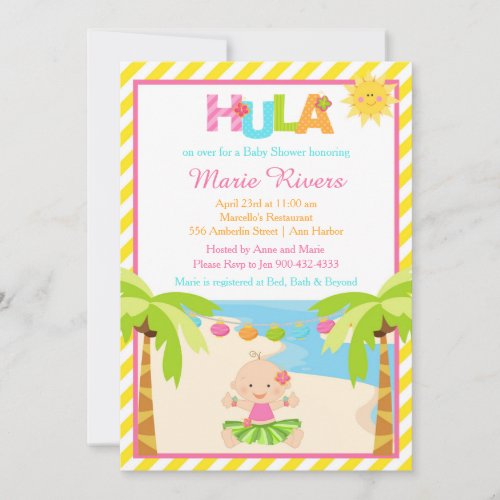 Hula Tropical Girl Baby Shower Invitation
