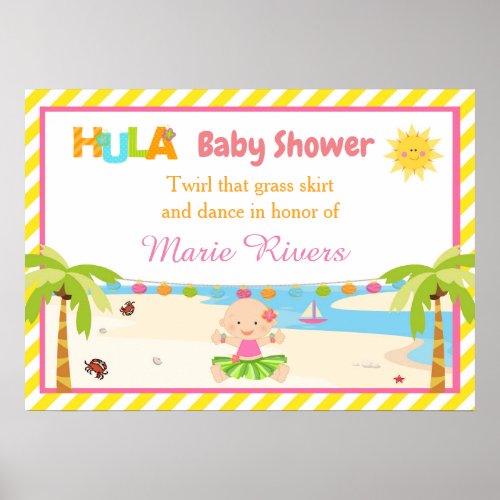 Hula Tropical Girl Baby Shower Poster