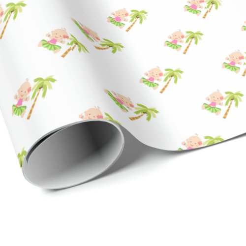 Hula Tropical Girl Baby Shower Wrapping Paper