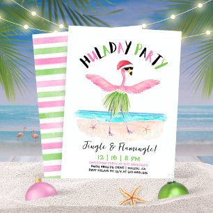 Huladay Party Flamingo Santa Tropical Christmas Invitation