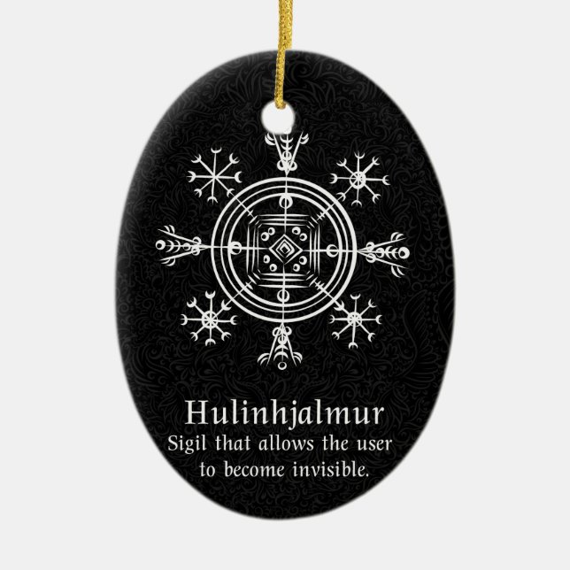 Hulinhjálmur – Norse Sigil of Invisibility Ceramic Ornament (Front)