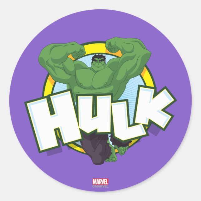 Hulk Character and Name Graphic Classic Round Sticker (Front)