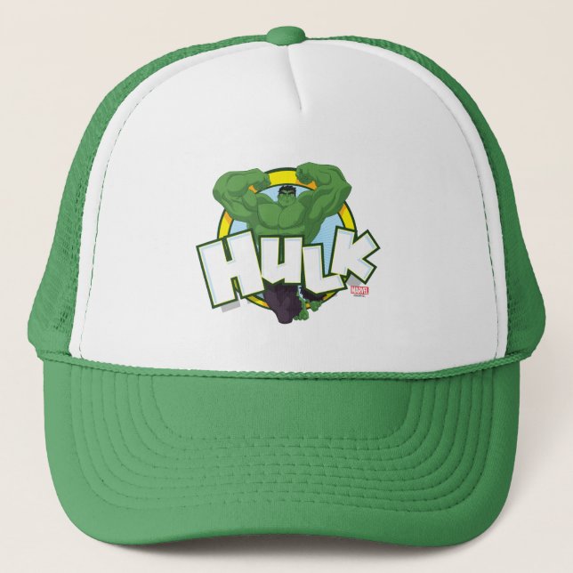 Hulk Character and Name Graphic Trucker Hat (Front)