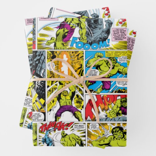 Hulk Comic Book Panel Pattern Wrapping Paper Sheets